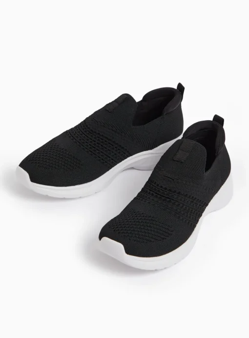 Black Knitted Slip On Trainers 8