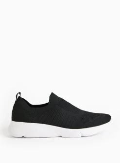 Black Knitted Slip On Trainers 6