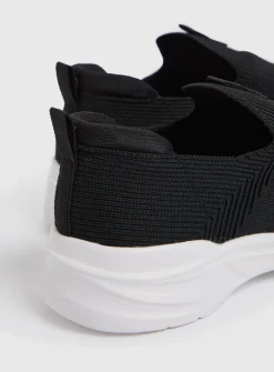 Black Knitted Slip On Trainers 8