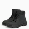 Black Lace-Up Worker Boots 12