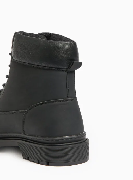 Black Lace-Up Worker Boots 12