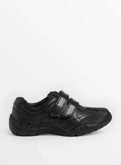 Black Leather Twin Strap Shoes 9.5 Infant