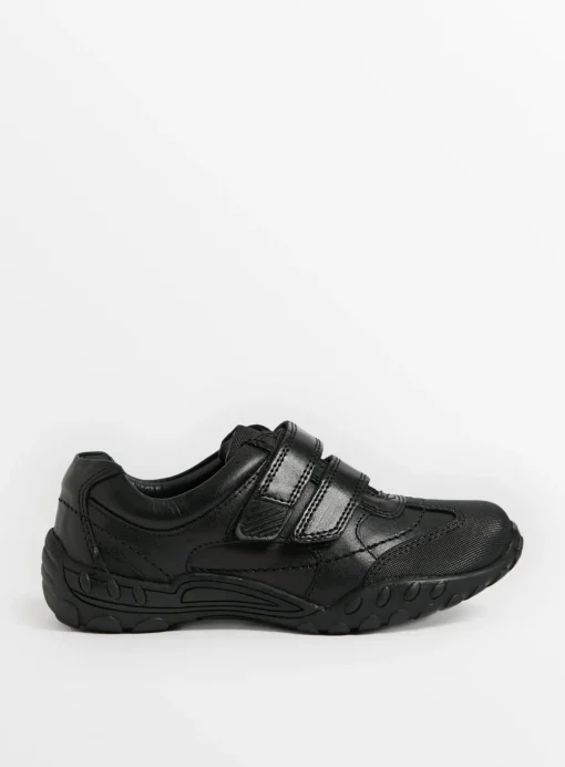 Black Leather Twin Strap Shoes 9.5 Infant
