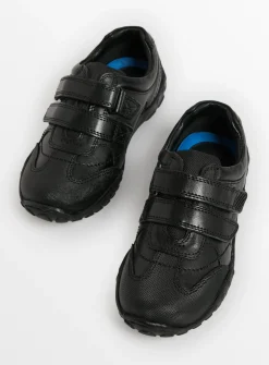 Black Leather Twin Strap Shoes 9.5 Infant