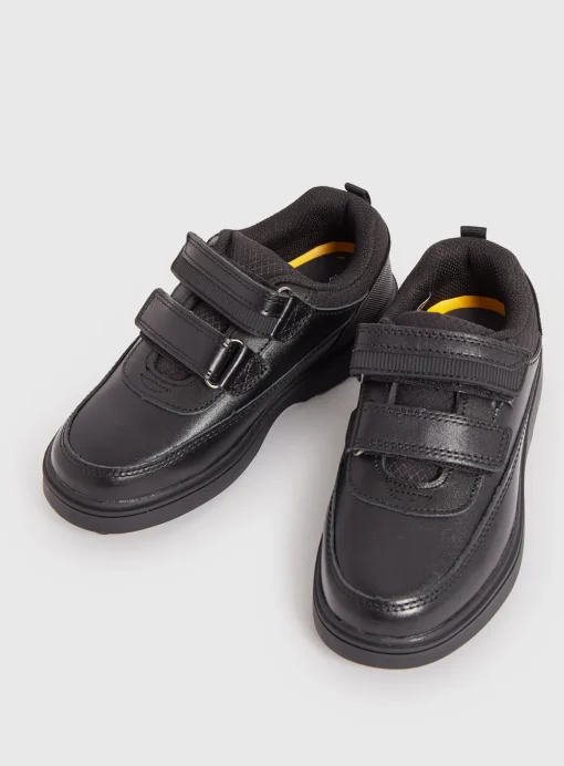 Black Leather Twin Strap School Shoes 8 Infant