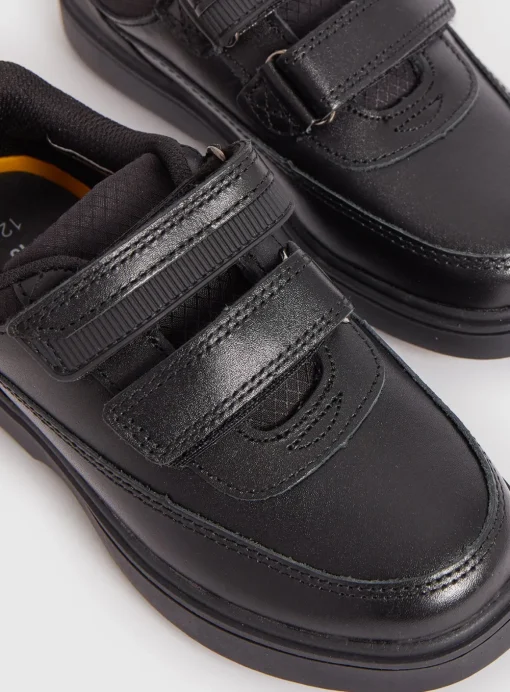 Black Leather Twin Strap School Shoes 8 Infant