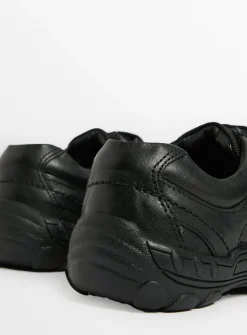 Black Leather Twin Strap Shoes 9.5 Infant