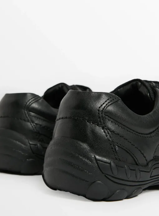 Black Leather Twin Strap Shoes 9.5 Infant
