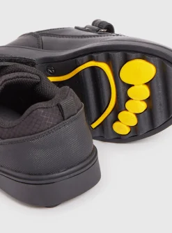 Black Leather Twin Strap School Shoes 8 Infant