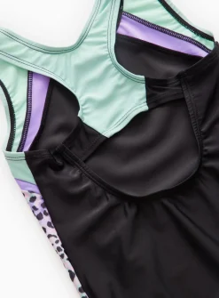Black Leopard Panel Swimming Costume 3 years