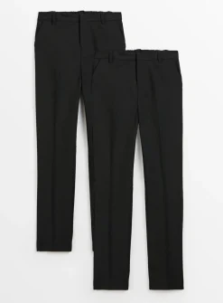 Black Longer Leg Trousers 2 Pack 10 years