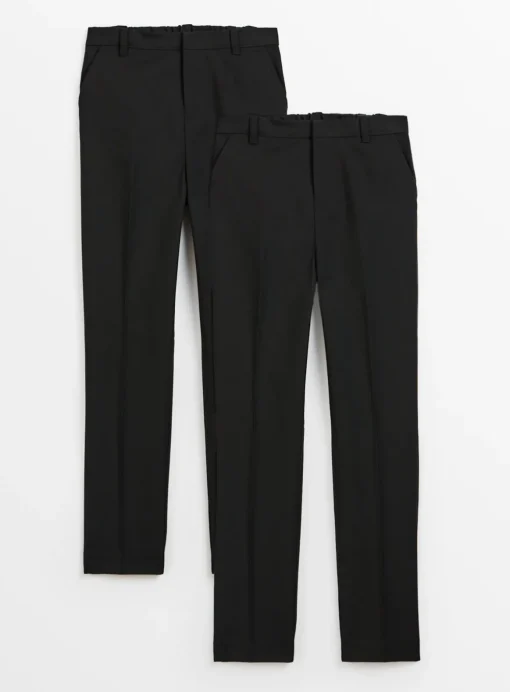 Black Longer Leg Trousers 2 Pack 10 years