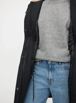 Black Longline Hooded Parka Coat XXL