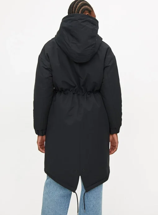 Black Longline Hooded Parka Coat XXL