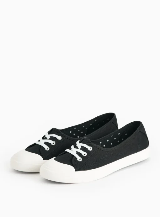 Black Low Lace Canvas Trainers 5