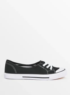 Black Low Lace Canvas Trainers 4