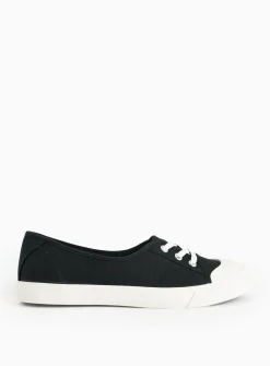 Black Low Lace Canvas Trainers 5