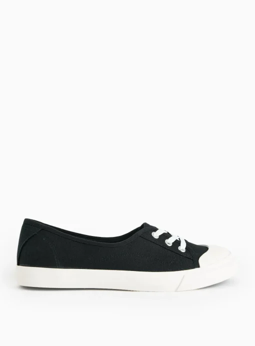 Black Low Lace Canvas Trainers 5