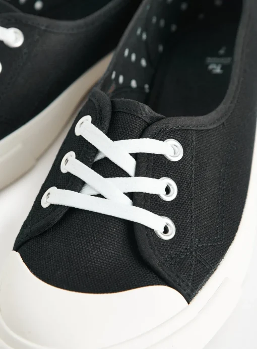 Black Low Lace Canvas Trainers 5