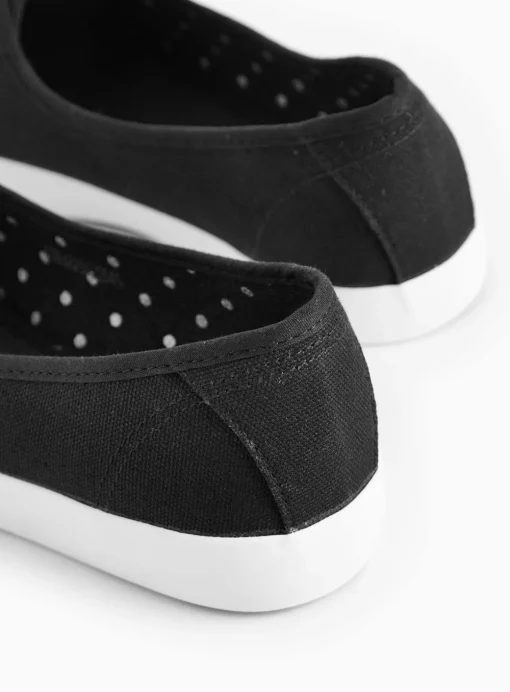 Black Low Lace Canvas Trainers 5