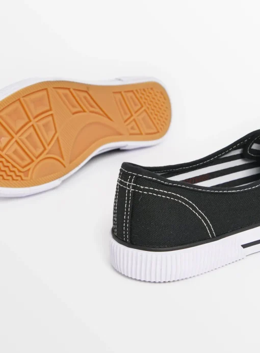 Black Low Lace Canvas Trainers 4