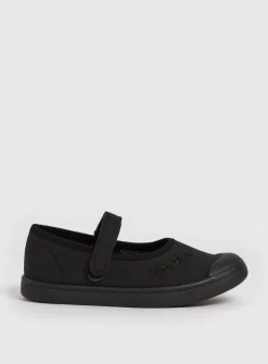 Black Mary Jane Micro-Fresh Plimsolls - 12 Infant 8 Infant