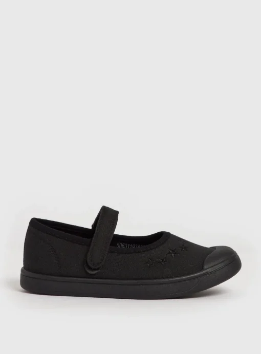 Black Mary Jane Micro-Fresh Plimsolls - 12 Infant 8 Infant