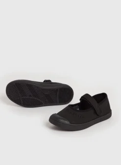 Black Mary Jane Micro-Fresh Plimsolls - 12 Infant 8 Infant