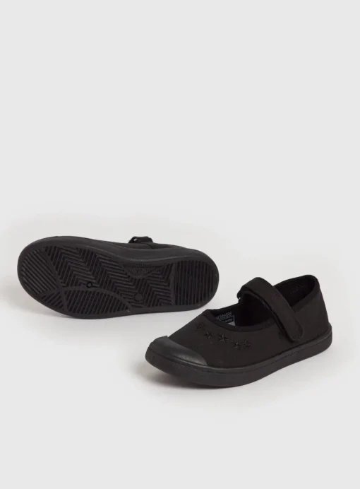 Black Mary Jane Micro-Fresh Plimsolls - 12 Infant 8 Infant