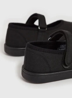 Black Mary Jane Micro-Fresh Plimsolls - 12 Infant 8 Infant