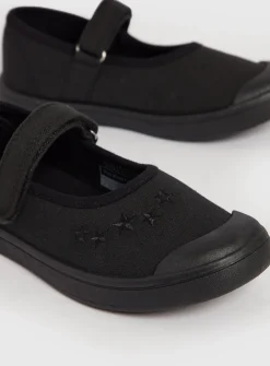 Black Mary Jane Micro-Fresh Plimsolls - 12 Infant 8 Infant