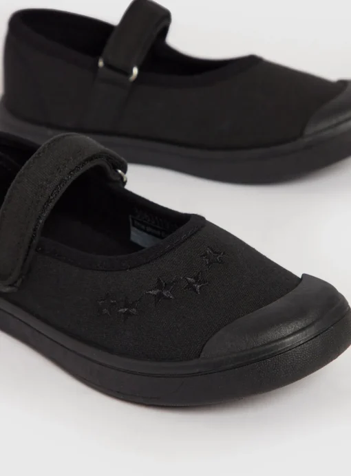Black Mary Jane Micro-Fresh Plimsolls - 12 Infant 8 Infant