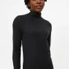 Black Maximum-Warmth Fleece Roll Neck Thermal Top S