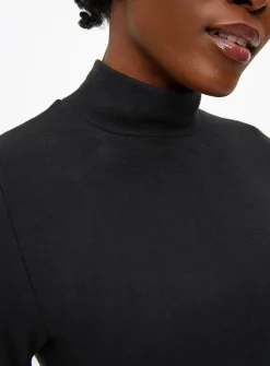 Black Maximum-Warmth Fleece Roll Neck Thermal Top S