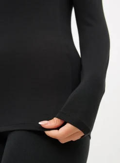 Black Medium-Warmth Scoop Neck Thermal Top M