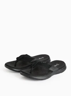 Black Mesh Detail Comfort Sandals S