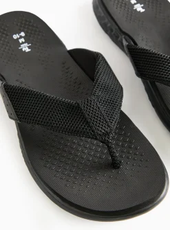 Black Mesh Detail Comfort Sandals S