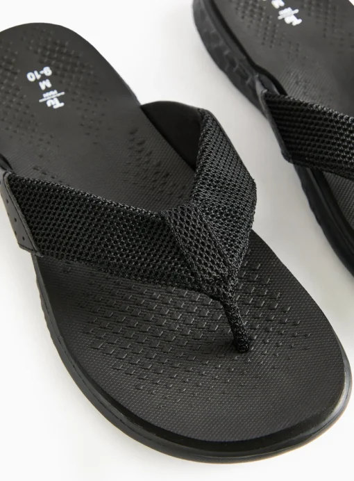 Black Mesh Detail Comfort Sandals S