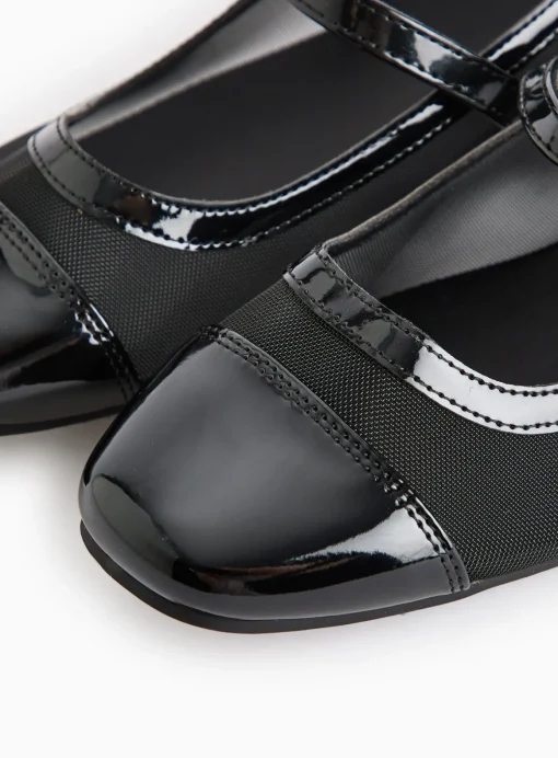 Black Mesh Mary Jane Ballerina Shoes 7