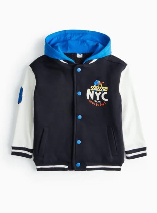 Black NYC Logo Bomber Jacket 2-3 years