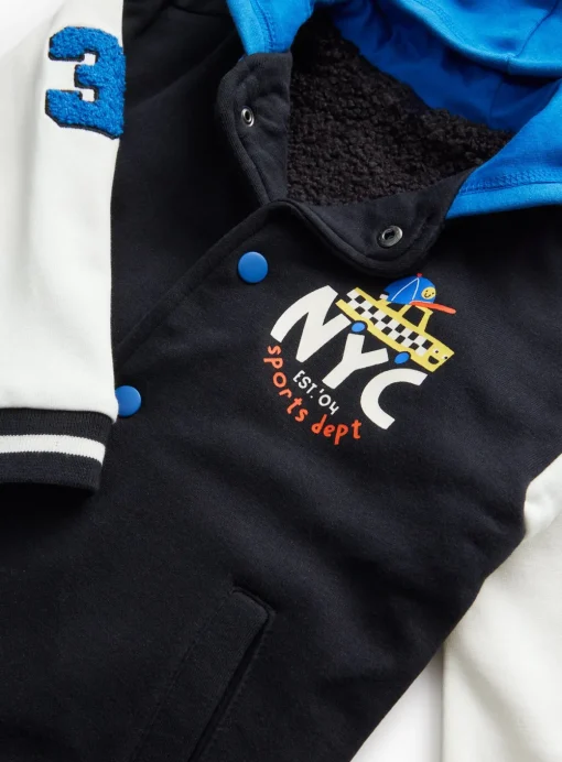 Black NYC Logo Bomber Jacket 2-3 years
