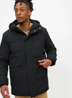 Black Padded Hooded Parka Coat M