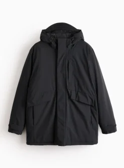 Black Padded Hooded Parka Coat M