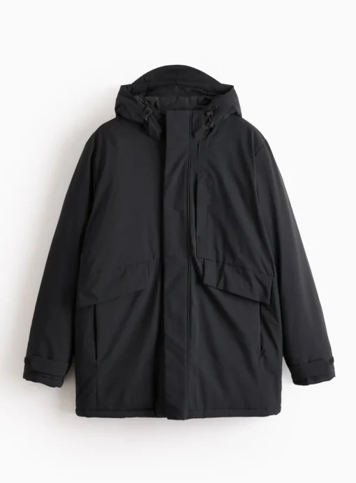 Black Padded Hooded Parka Coat M