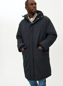 Black Padded Longline Duvet Coat XXL