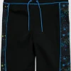 Black Paint Splash Longline Swim Shorts 4 years