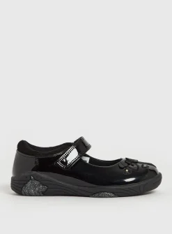 Black Patent Unicorn Light Up School Shoes 1