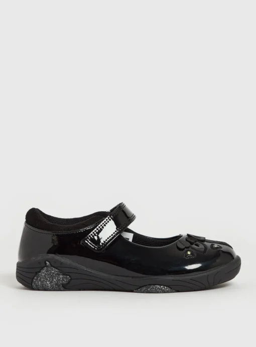 Black Patent Unicorn Light Up School Shoes 1