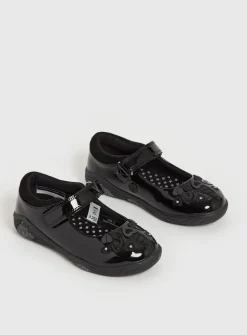 Black Patent Unicorn Light Up School Shoes 1
