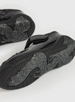Black Patent Unicorn Light Up School Shoes 1